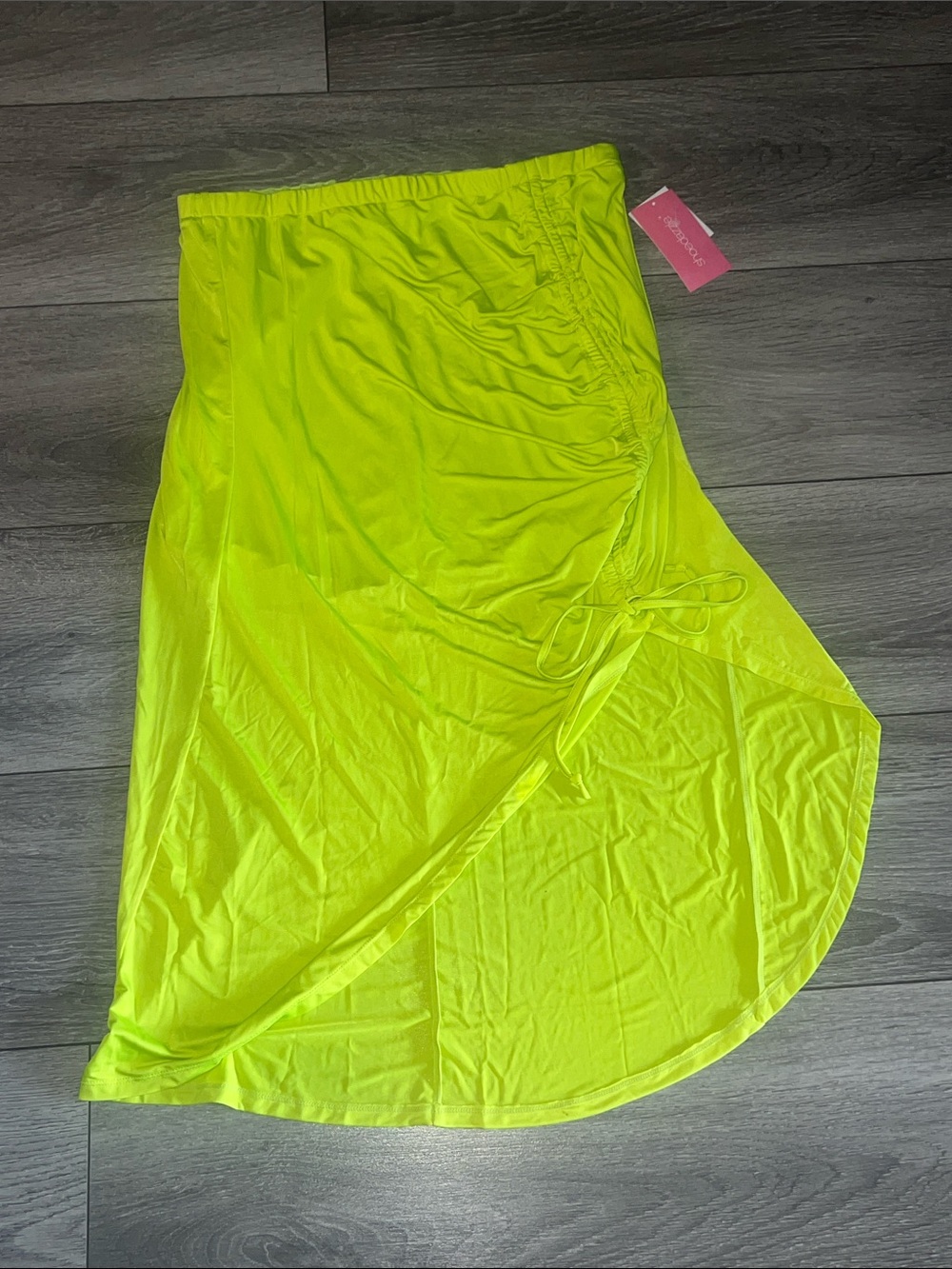Shoe Dazzle Neon Lime Skirt with Side Tie